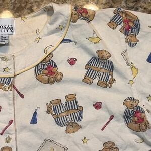 Vintage 90s Women‎ Small Teddy Bear Pajama Top Teddy Bear Button Down